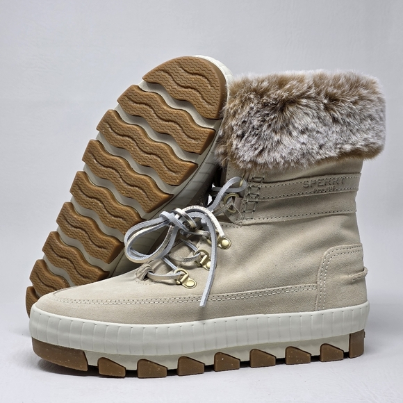 Sperry Women's Torrent Winter Lace Up Snow Boots Ivory STS86831  Size 9 New - Picture 1 of 10